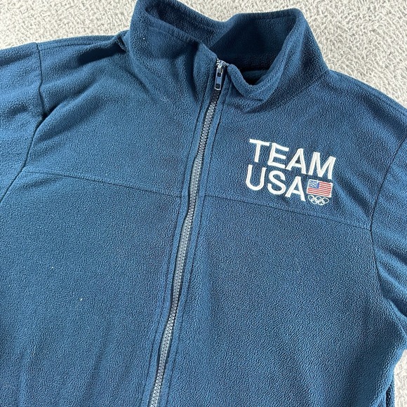 Team USA Olympics Fleece Jacket Mens Medium Blue Full Zip Lightweight - Picture 2 of 9